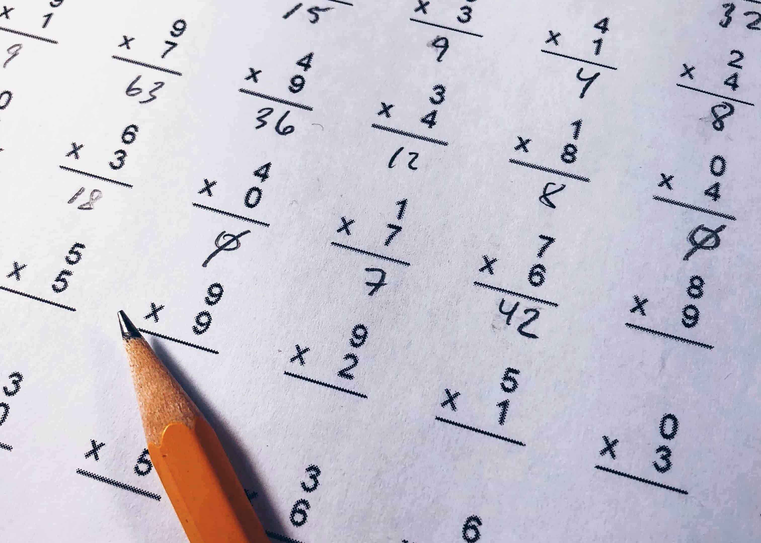 Mathematic test on paper